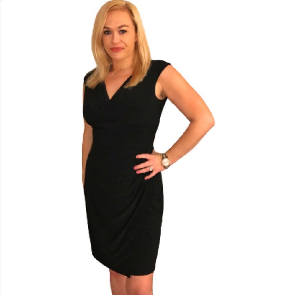 Ralph Lauren Black Faux Wrap Dress 12P